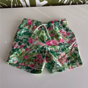 Janie and Jack Green and Pink Floral Men's Athletic Shorts
